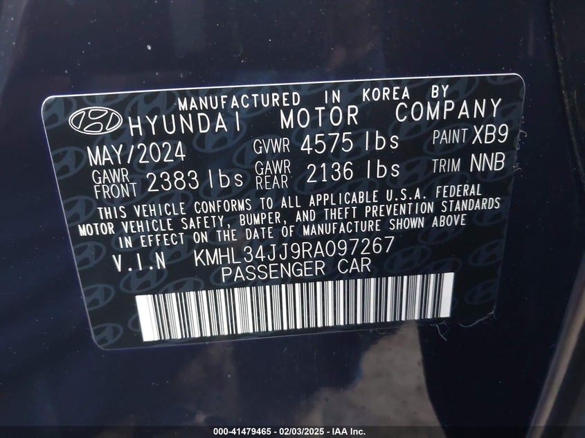 2024 HYUNDAI SONATA VIN: KMHL34JJ9RA097267