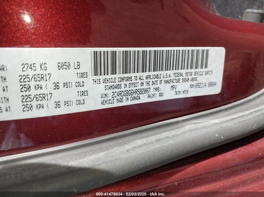 2017 DODGE GRAND CARAVAN SE PLUS - 2C4RDGBG6HR582007