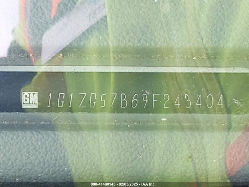 2009 Chevrolet Malibu Ls VIN: 1G1ZG57B69F243404 Lot: 41480143