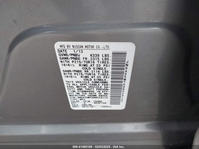 2013 NISSAN ROGUE VIN: JN8AS5MTXDW524120