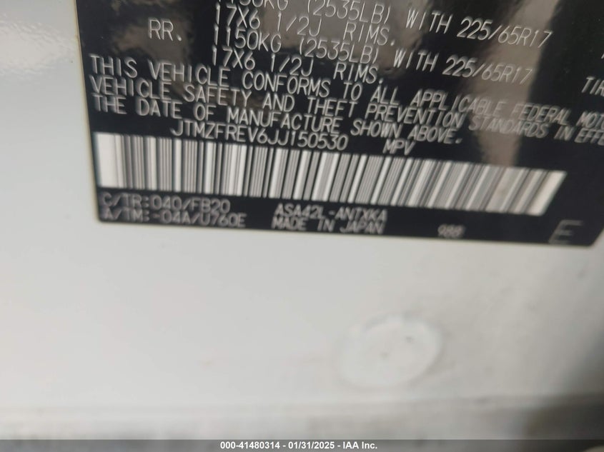 2018 TOYOTA RAV4 LE - JTMZFREV6JJ150530