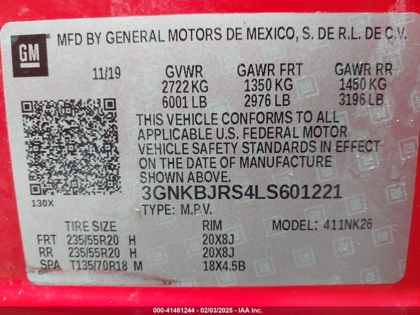 2020 CHEVROLET BLAZER AWD 3LT - 3GNKBJRS4LS601221