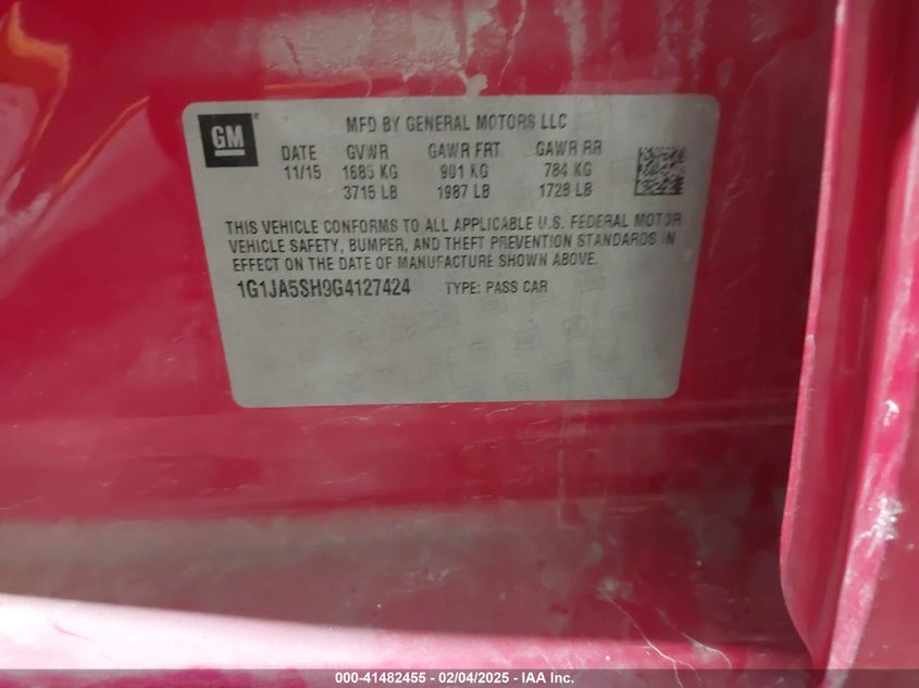 2016 CHEVROLET SONIC LS AUTO - 1G1JA5SH9G4127424