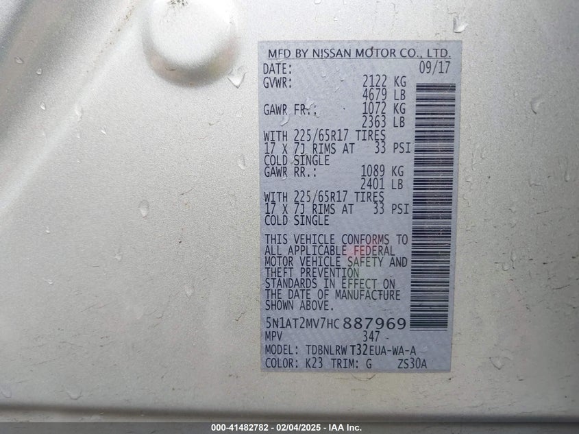 2017 NISSAN ROGUE SL - 5N1AT2MV7HC887969