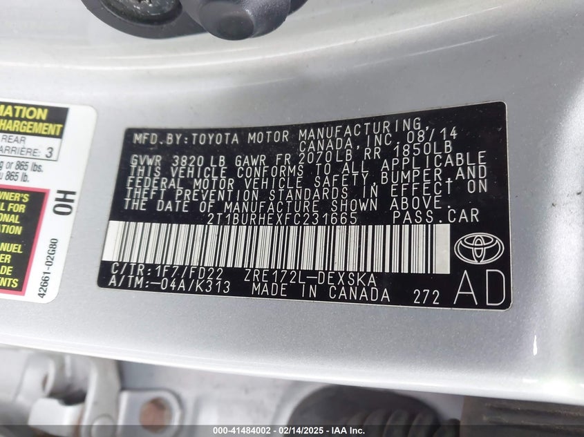 2015 TOYOTA COROLLA S PLUS - 2T1BURHEXFC231665