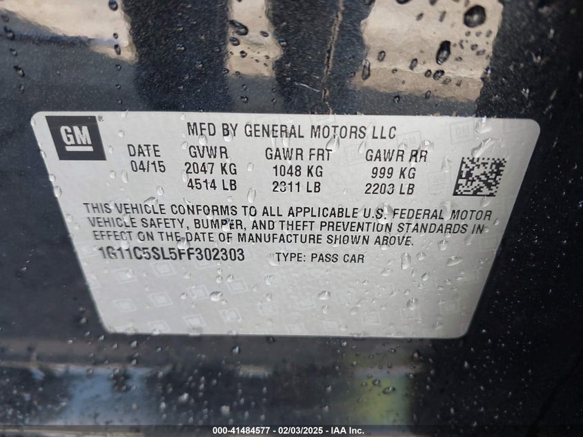 2015 CHEVROLET MALIBU 1LT - 1G11C5SL5FF302303