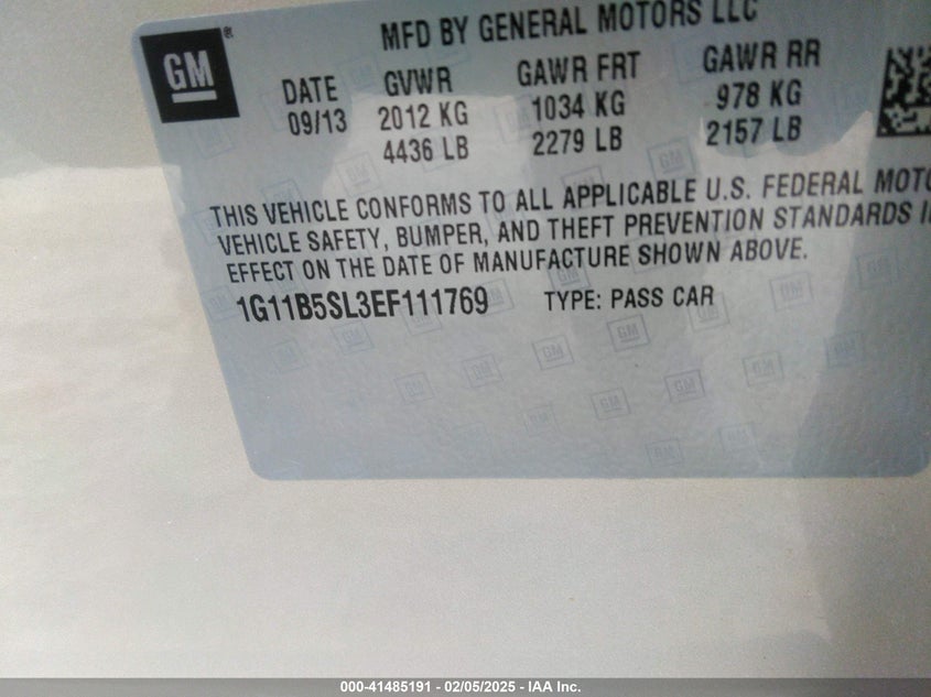 2014 CHEVROLET MALIBU 1LS - 1G11B5SL3EF111769