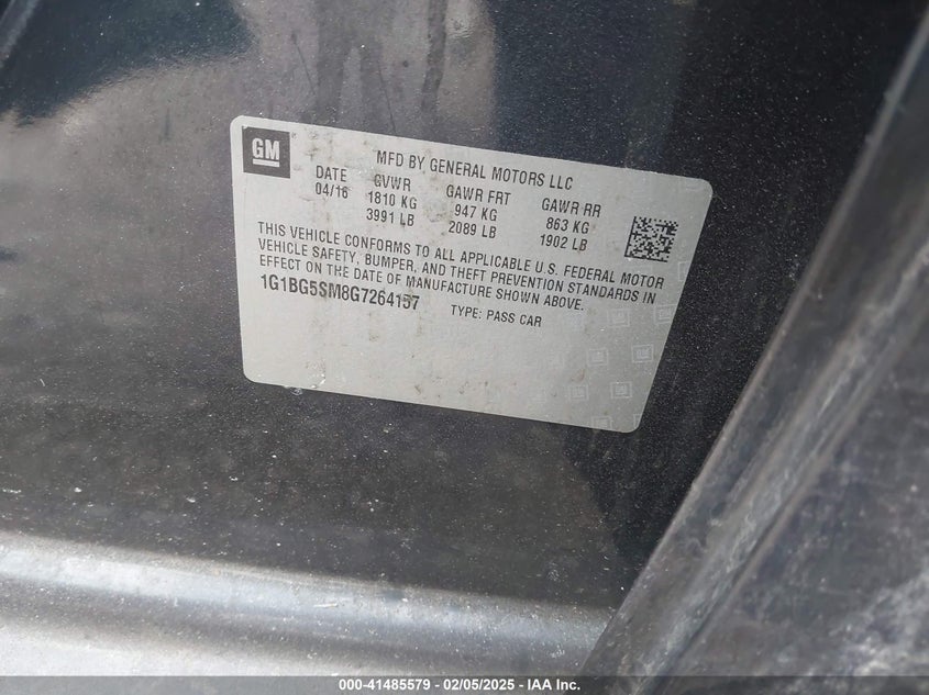 2016 CHEVROLET CRUZE PREMIER AUTO - 1G1BG5SM8G7264157