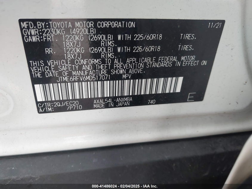 2021 TOYOTA RAV4 HYBRID XSE - JTME6RFV6MD517071