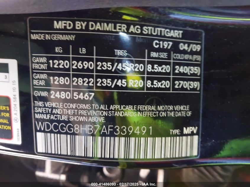 2010 Mercedes-Benz Glk 350 4Matic VIN: WDCGG8HB7AF339491 Lot: 41486093