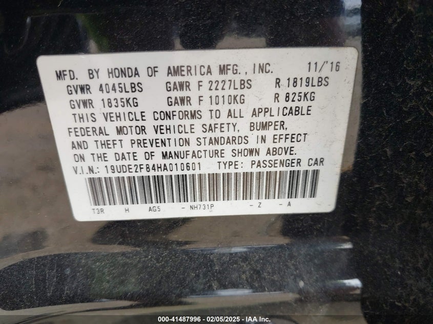 2017 ACURA ILX PREMIUM   A-SPEC PACKAGES/TECHNOLOGY PLUS   A-SPEC PACKAGES - 19UDE2F84HA010601