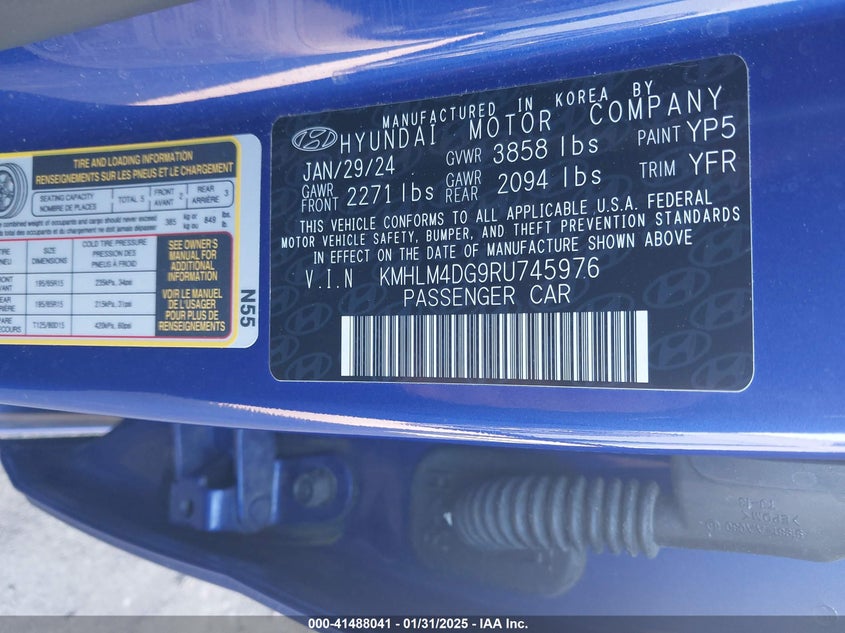 2024 HYUNDAI ELANTRA VIN: KMHLM4DG9RU745976