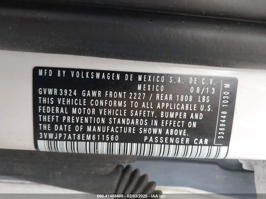 2014 VOLKSWAGEN BEETLE 2.5L - 3VWJP7AT8EM611560