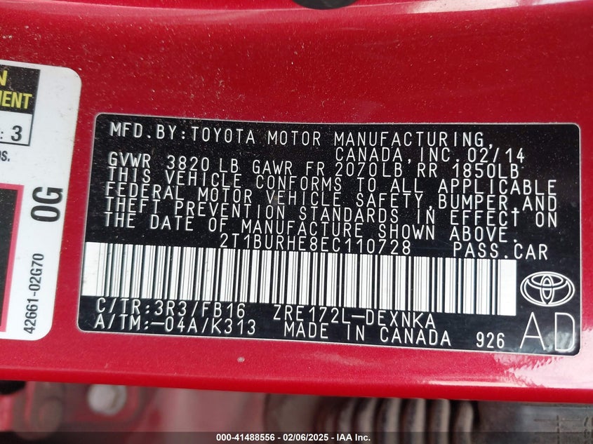 2014 TOYOTA COROLLA LE - 2T1BURHE8EC110728