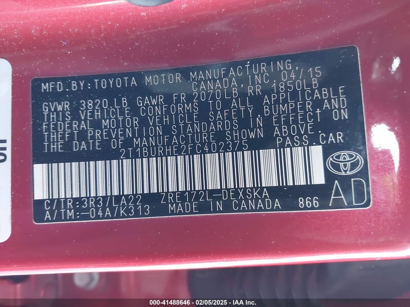 2015 TOYOTA COROLLA S PREMIUM - 2T1BURHE2FC402375