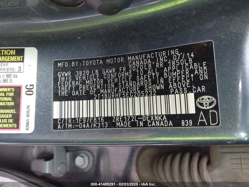 2014 TOYOTA COROLLA LE - 2T1BURHE5EC205232