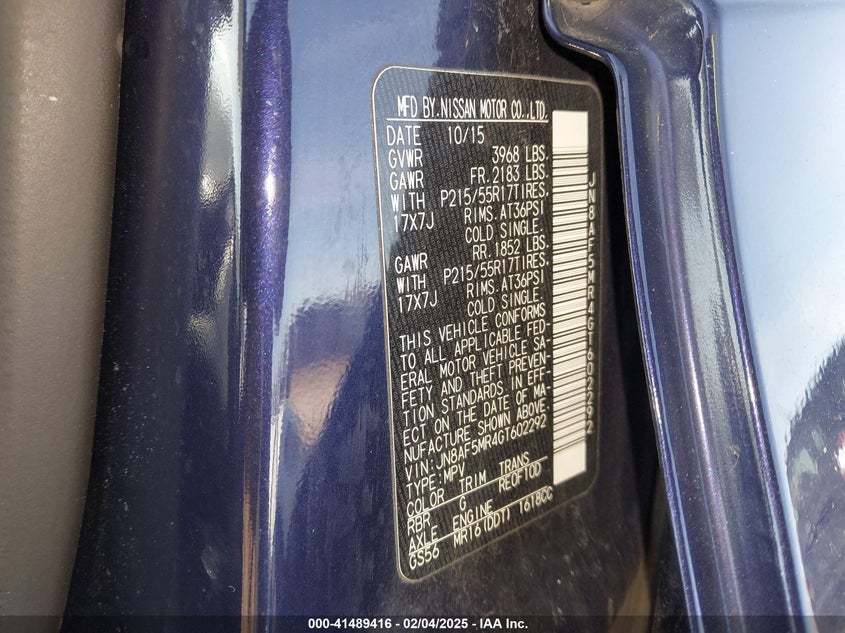 2016 NISSAN JUKE S - JN8AF5MR4GT602292