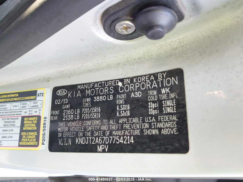 2013 KIA SOUL VIN: KNDJT2A67D7754214