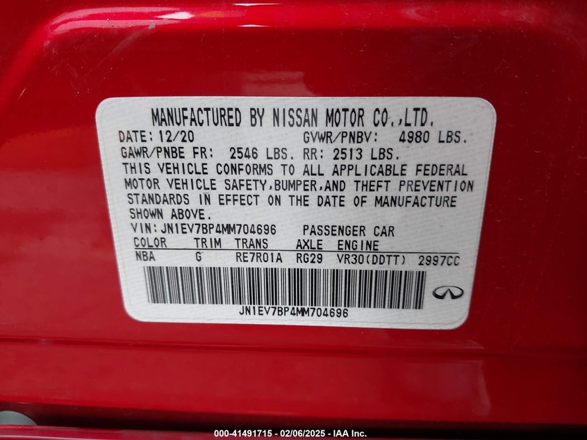 2021 INFINITI Q50 LUXE - JN1EV7BP4MM704696