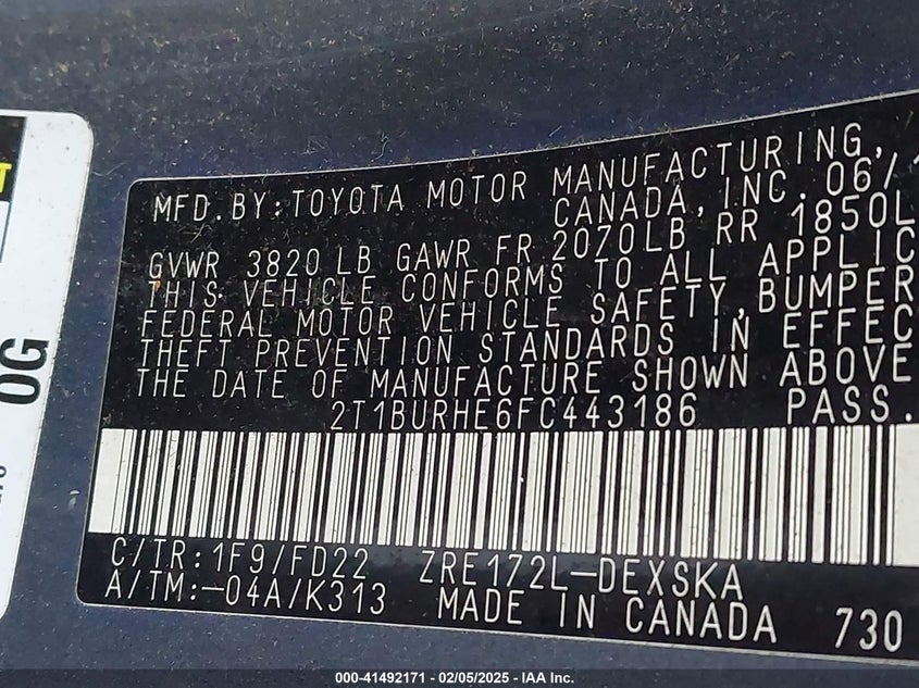 2015 TOYOTA COROLLA S - 2T1BURHE6FC443186