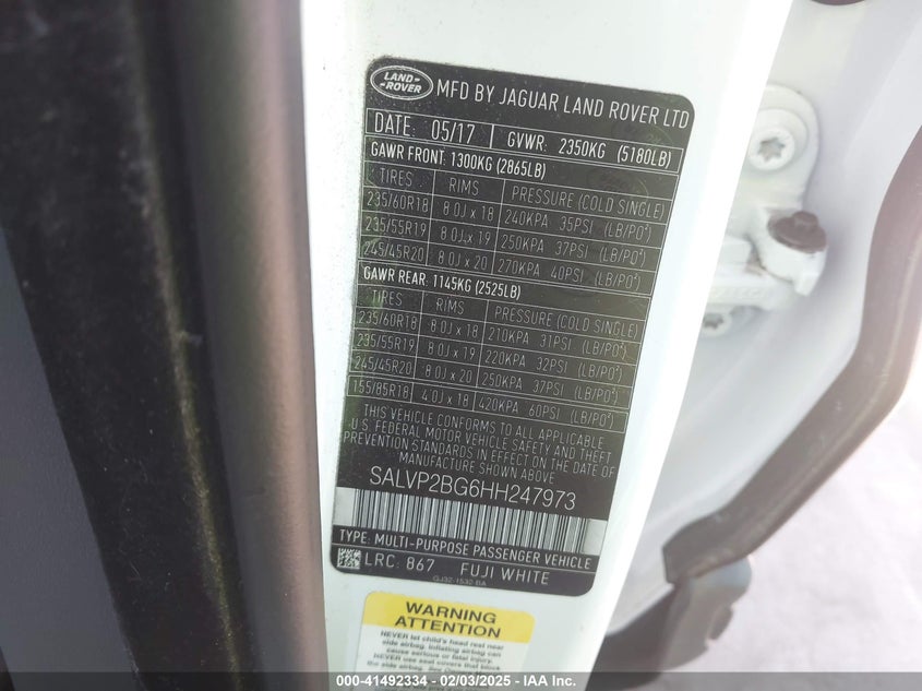 2017 LAND ROVER RANGE ROVER EVOQUE SE/SE PREMIUM - SALVP2BG6HH247973