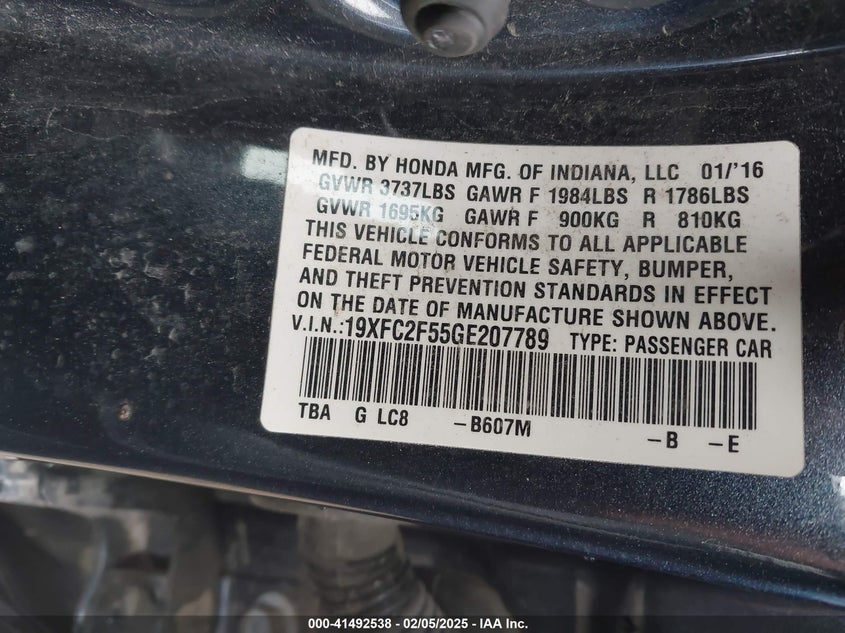 2016 HONDA CIVIC LX - 19XFC2F55GE207789