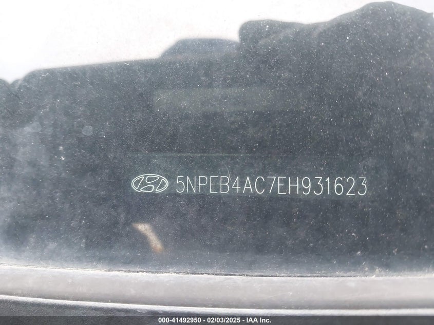 2014 HYUNDAI SONATA VIN: 5NPEB4AC7EH931623