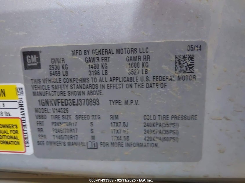 2014 CHEVROLET TRAVERSE LS - 1GNKVFED3EJ370893