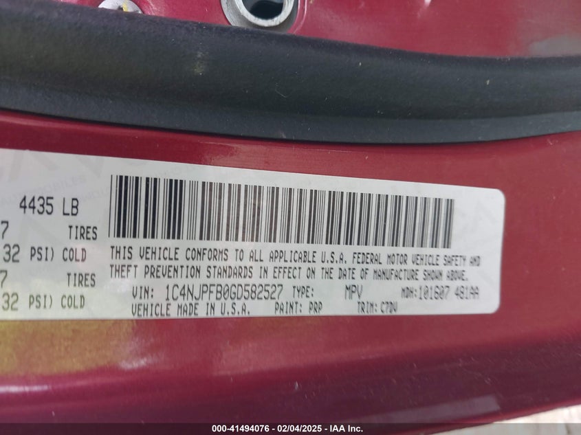 2016 JEEP PATRIOT LATITUDE - 1C4NJPFB0GD582527