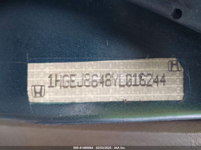 1998 Honda Civic Lx VIN: 2HGEJ6577WH576850 Lot: 41495864