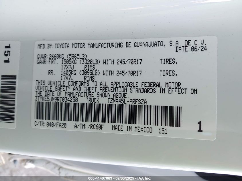 2024 Toyota Tacoma - 3TYKE5JN9RT034258