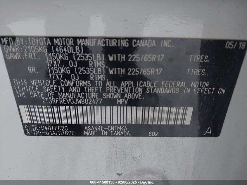 2018 TOYOTA RAV4 XLE - 2T3RFREV0JW802477