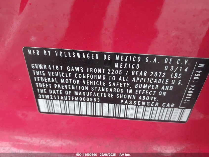 2015 VOLKSWAGEN GOLF TSI SE 4-DOOR - 3VW217AU7FM000953