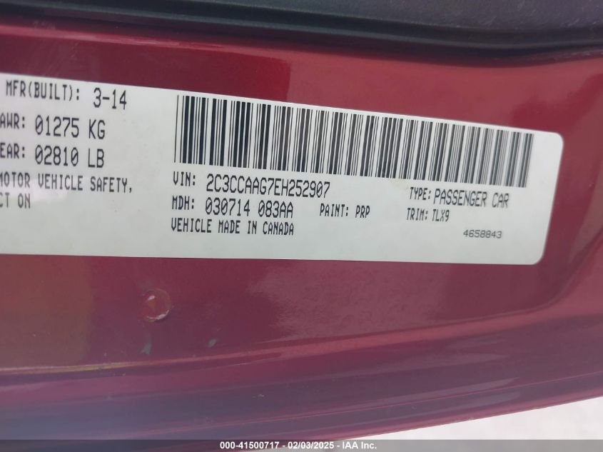 2014 Chrysler 300 VIN: 2C3CCAAG7EH252907 Lot: 41500717