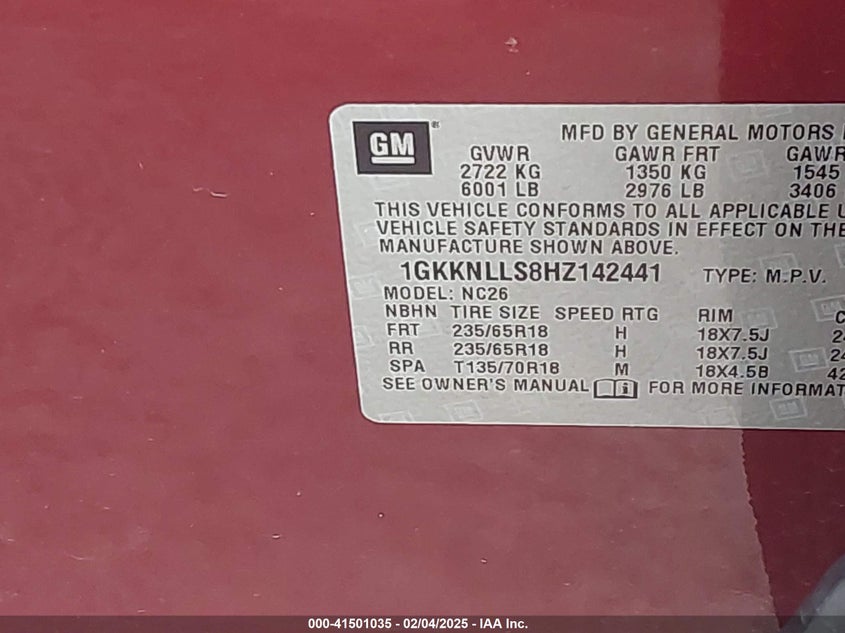 2017 GMC ACADIA SLE-2 - 1GKKNLLS8HZ142441