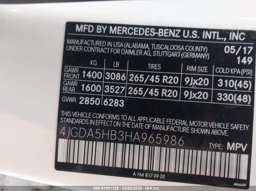 2017 MERCEDES-BENZ GLE 350 4MATIC - 4JGDA5HB3HA965986