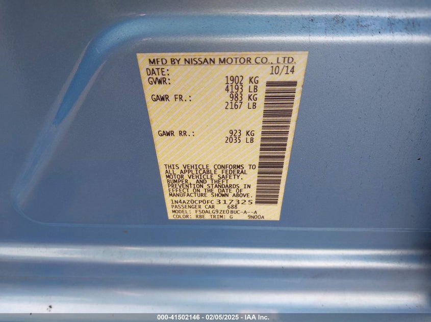 2015 NISSAN LEAF SL - 1N4AZ0CP0FC317325