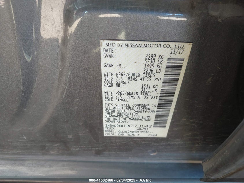 2018 NISSAN FRONTIER SV - 1N6AD0ER4JN723643