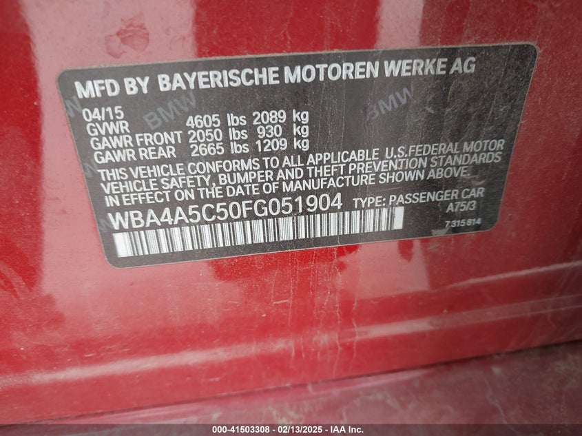 2015 BMW 428 GRAN COUPE - WBA4A5C50FG051904