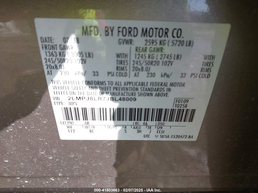 2018 LINCOLN MKX RESERVE - 2LMPJ8LR7JBL48009