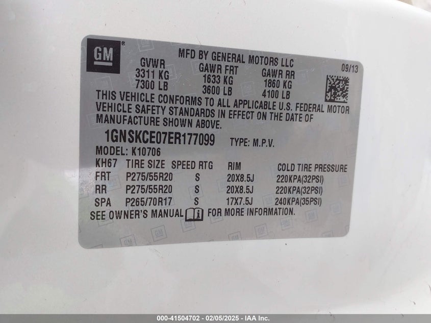 2014 CHEVROLET TAHOE LTZ - 1GNSKCE07ER177099