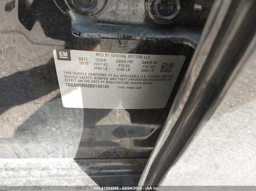 2013 Cadillac Ats Luxury VIN: 1G6AH5R30D0143143 Lot: 41504895