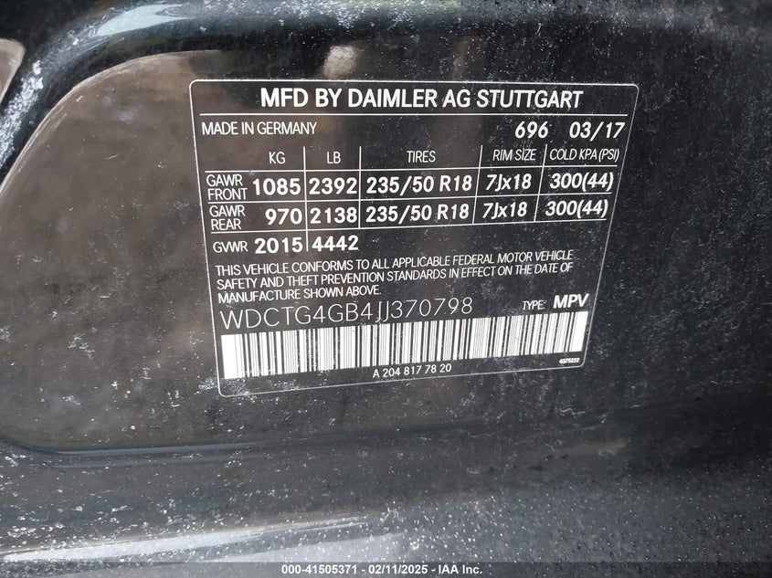 2018 MERCEDES-BENZ GLA 250 4MATIC - WDCTG4GB4JJ370798