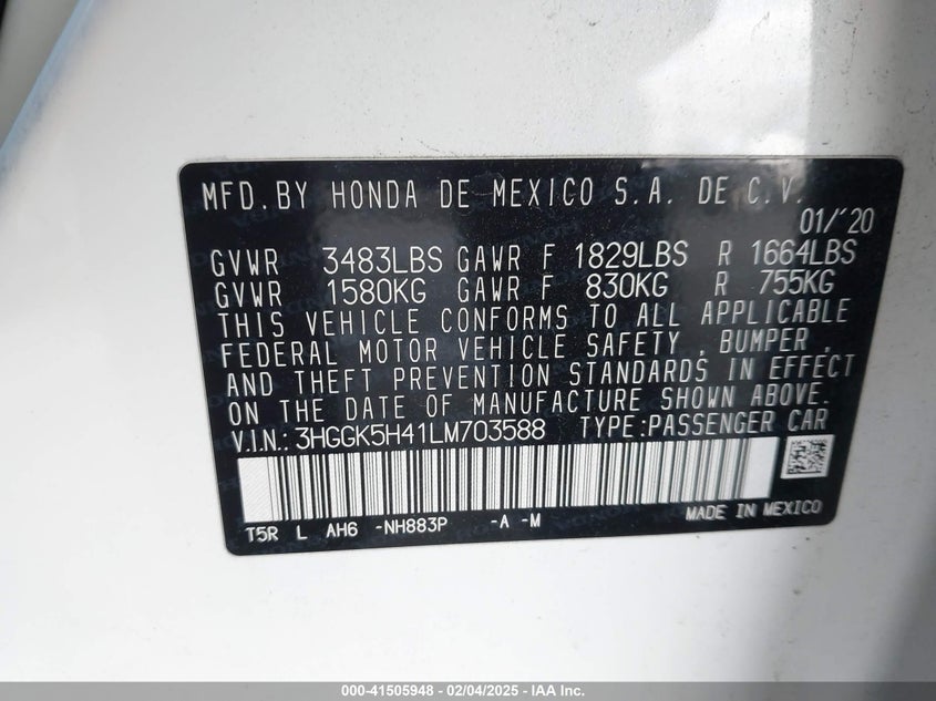 2020 HONDA FIT LX - 3HGGK5H41LM703588