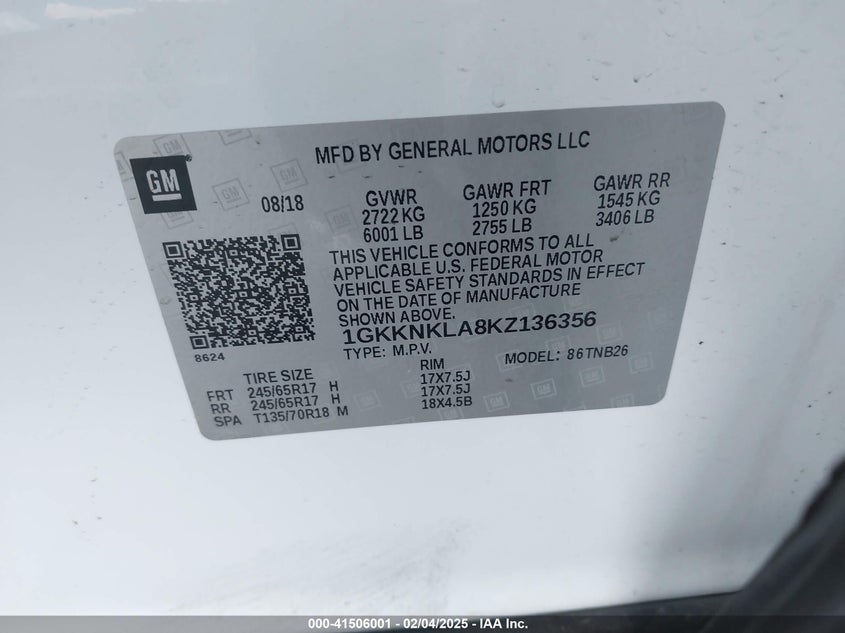 2019 GMC ACADIA SLE-1 - 1GKKNKLA8KZ136356