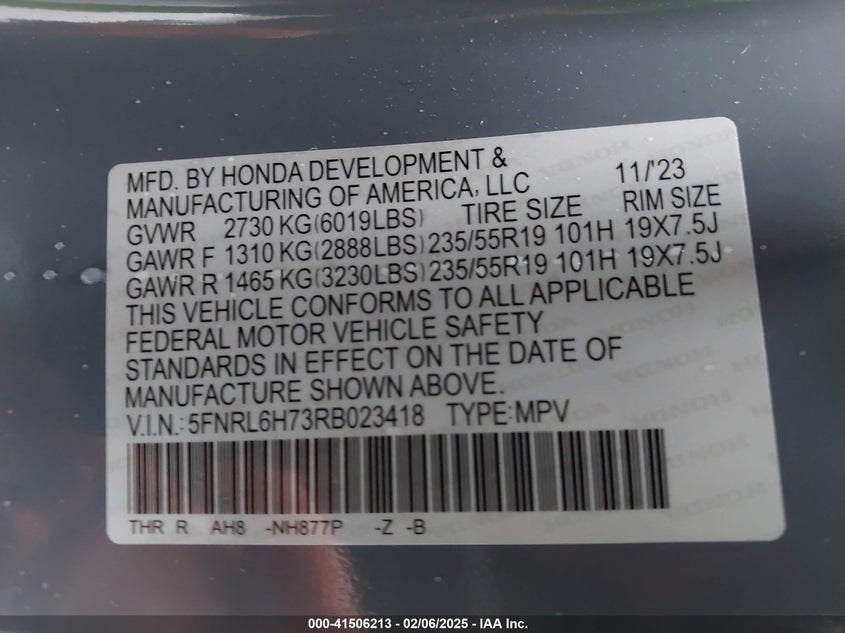 2024 HONDA ODYSSEY SPORT - 5FNRL6H73RB023418