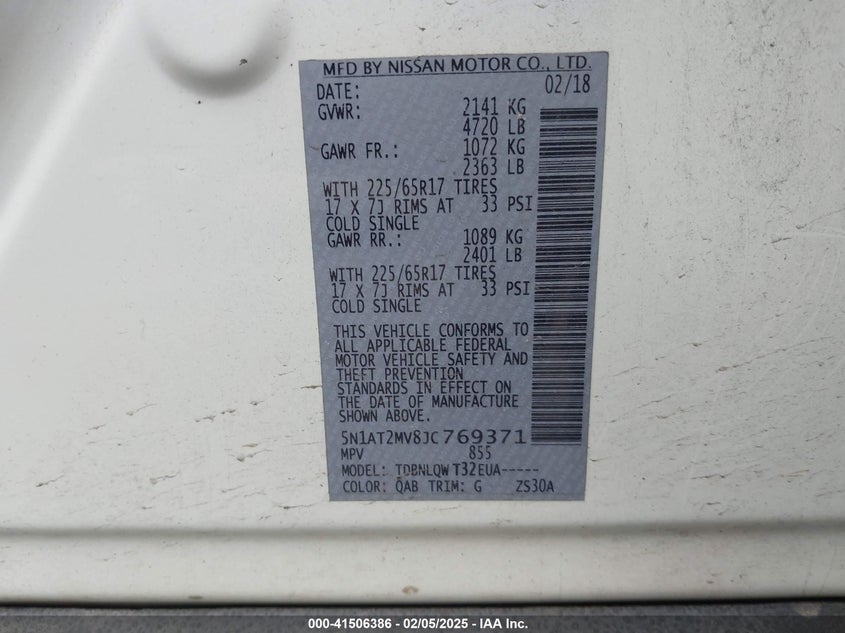 2018 NISSAN ROGUE SV - 5N1AT2MV8JC769371