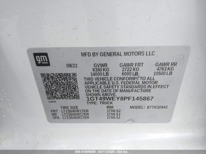 2023 GMC Sierra 3500Hd 4Wd Long Bed Denali VIN: 1GT49WEY8PF145867 Lot: 41506559