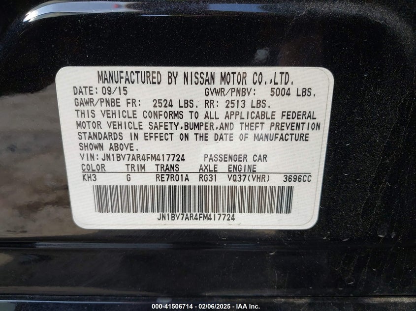 2015 INFINITI Q50 PREMIUM - JN1BV7AR4FM417724