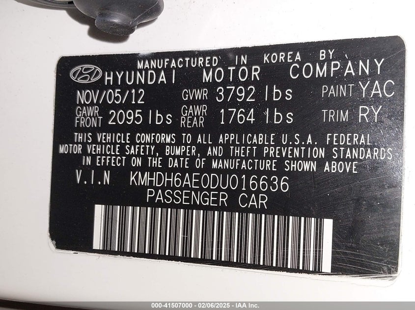 2013 HYUNDAI ELANTRA COUPE VIN: KMHDH6AE0DU016636
